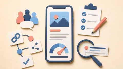 Helle Papercraft-Illustration zum Ratgeber Mobile SEO in der Praxis