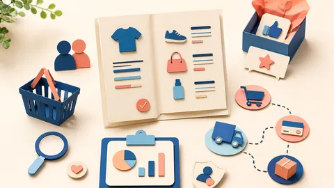 Helle Papercraft-Illustration zum Ratgeber Produktbeschreibungen mit Mehrwert