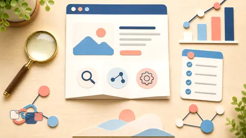 Helle Papercraft-Illustration zum Ratgeber SEO-Audit Schritt für Schritt