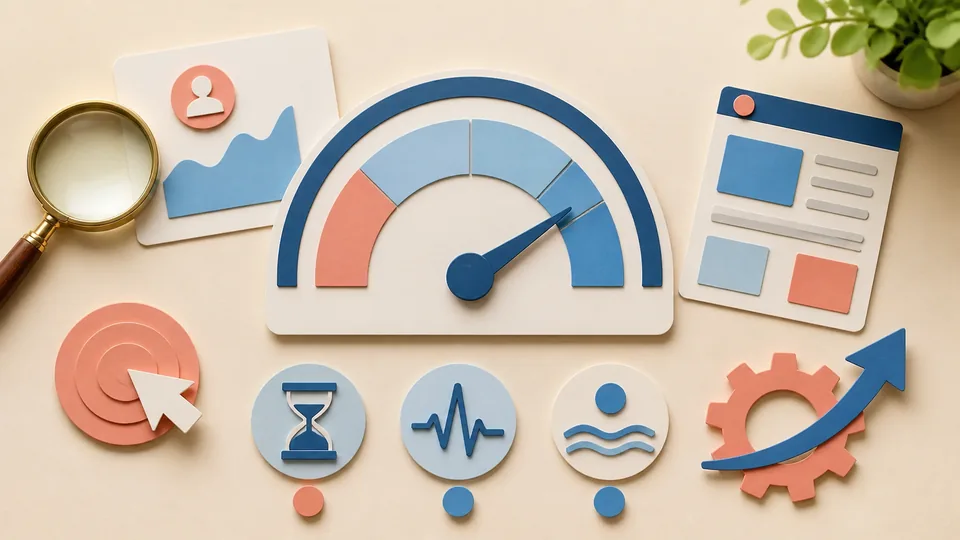 Helle Papercraft-Illustration zum Ratgeber Core Web Vitals verbessern