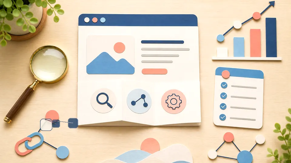 Helle Papercraft-Illustration zum Ratgeber Mobile SEO in der Praxis
