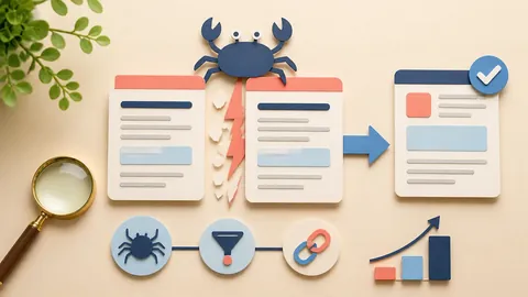 Helle Papercraft-Illustration zum Ratgeber Keyword-Kannibalisierung beheben