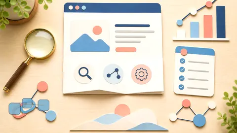 Helle Papercraft-Illustration zum Ratgeber Google AI Mode und SEO