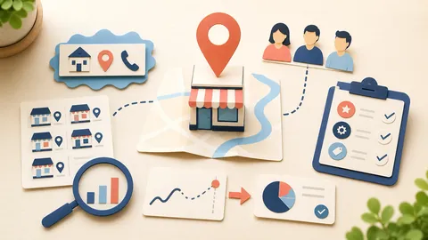 Helle Papercraft-Illustration zum Ratgeber Search Console für Standortseiten