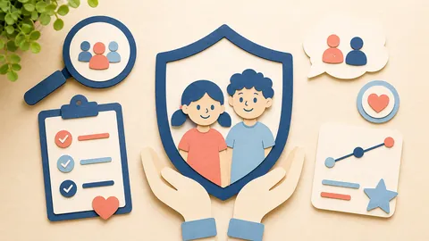 Helle Papercraft-Illustration zum Ratgeber Kinder und sensible Zielgruppen