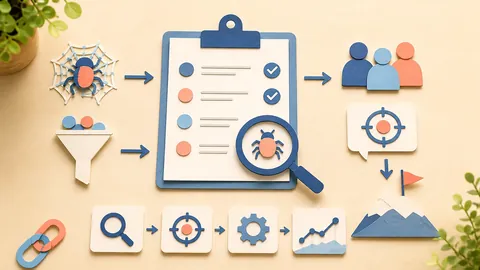 Helle Papercraft-Illustration zum Ratgeber SEO-Audit Schritt für Schritt