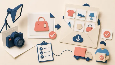 Helle Papercraft-Illustration zum Ratgeber Produktbilder professionell ausliefern