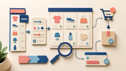 Helle Papercraft-Illustration zum Ratgeber Shop-Navigation gestalten