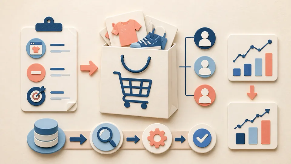 Helle Papercraft-Illustration zum Ratgeber Shopping-Kampagnen verstehen