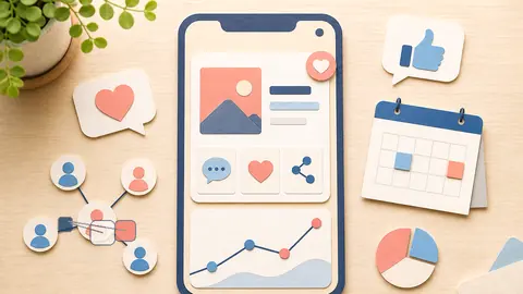 Helle Papercraft-Illustration zum Ratgeber Messbare Social-Media-Ziele