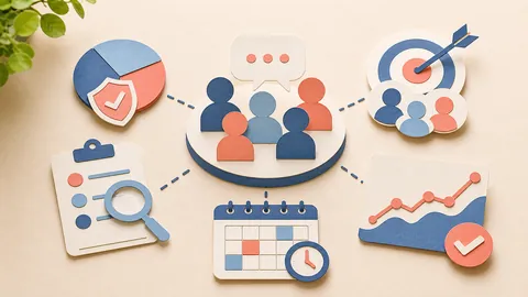 Helle Papercraft-Illustration zum Ratgeber Community Management organisieren