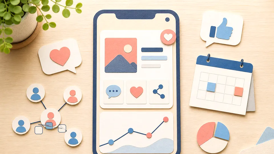 Helle Papercraft-Illustration zum Ratgeber Facebook Ads Grundlagen