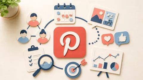 Helle Papercraft-Illustration zum Ratgeber Pinterest für Unternehmen
