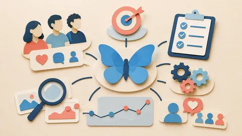 Helle Papercraft-Illustration zum Ratgeber Bluesky für Marken