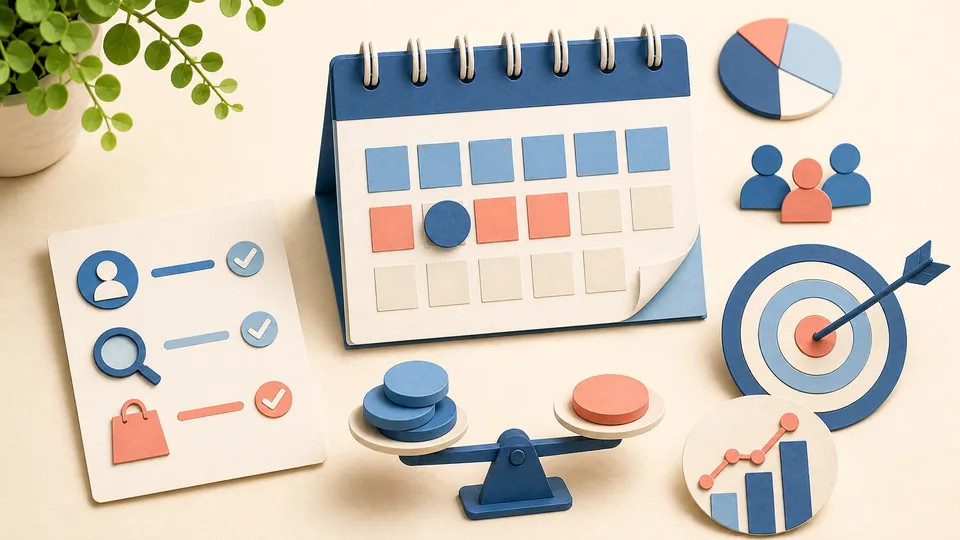 Helle Papercraft-Illustration zum Ratgeber Tagesbudgets realistisch planen
