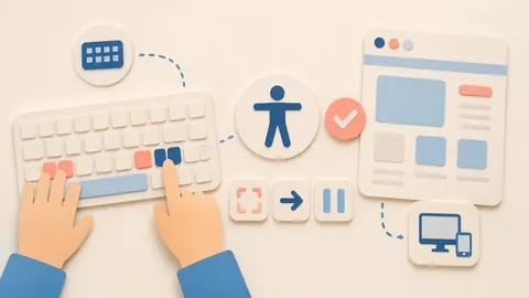 Helle Papercraft-Illustration zum Ratgeber Tastaturbedienung sicherstellen