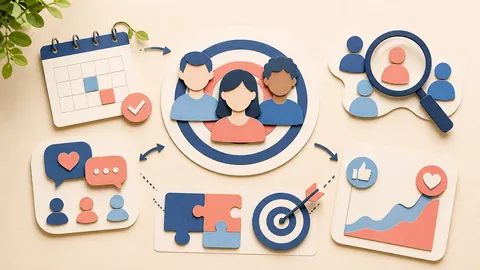 Helle Papercraft-Illustration zum Ratgeber Zielgruppen für Social Media